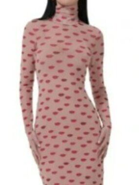 NWT AFRM Maxi Dress Red Lip Print | Size Small